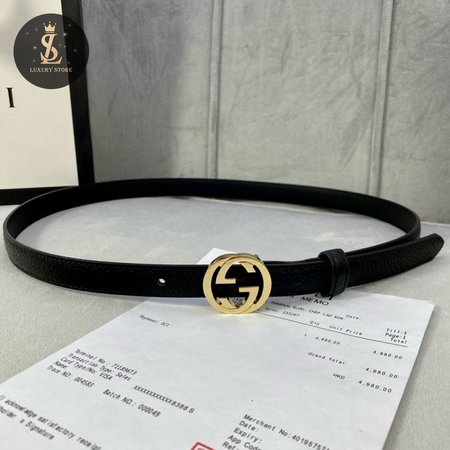 Gucci Thin Black Belt 2.0cm