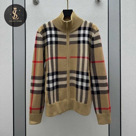 Classic Plaid Turtleneck Cardigan Sweater