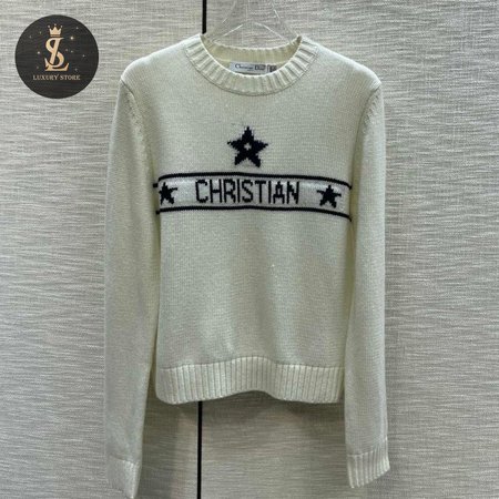 Dior Round Collar Star Cardigan Sweater