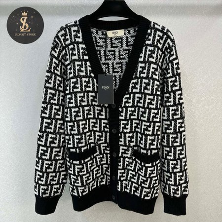 Fendi Knitting Cardigan Sweater Black