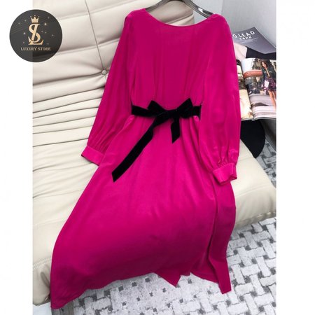 Gucci V-Neck Dress Rose Red