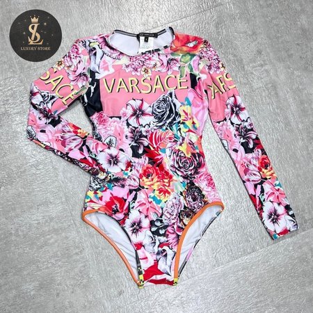 Versace Pink Rose One-Piece Swimsuit