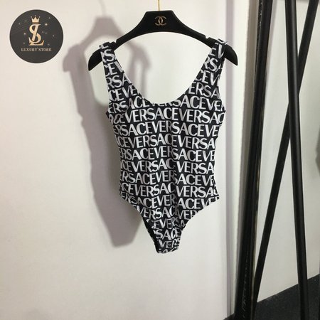 Versace Monogram-Printed Backless One-Piece Swimsuit