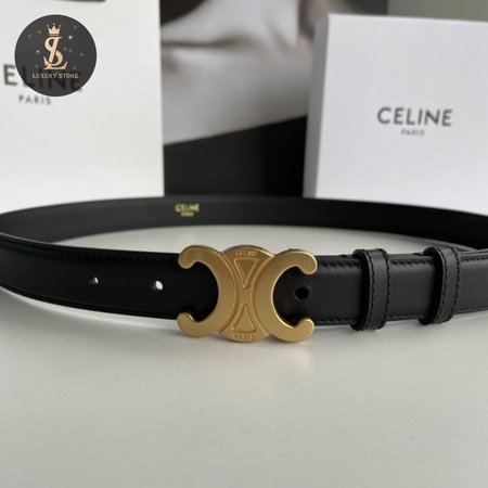 Celine Triomphe Arc De Triomphe Buckle Calfskin Belt 2.5cm