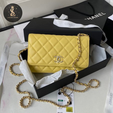 Chanel Classic Wallet On Chain Patent Lambskin & Gold-Tone Metal Yellow