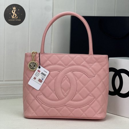 Chanel Caviar Quilted Petit Shopping Tote Pst Pink