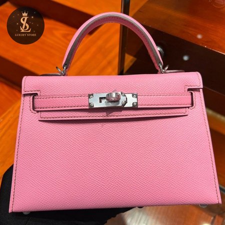 Hermes Handbags Kelly Mini 1q Handbag Rose Confetti