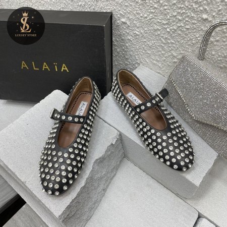 Alaia Ballerinas In Strass Lambskin