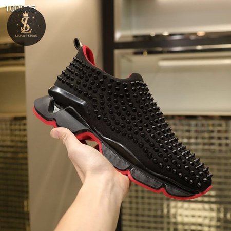 Christian Louboutin Spike Sock Black Red Sneaker