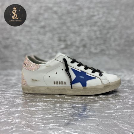 Golden Goose Super-Star White Black Cream Glitter for Women