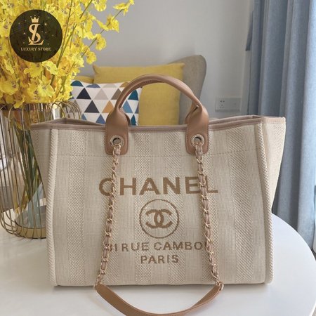 Chanel Deauville Tote Large Light Beige