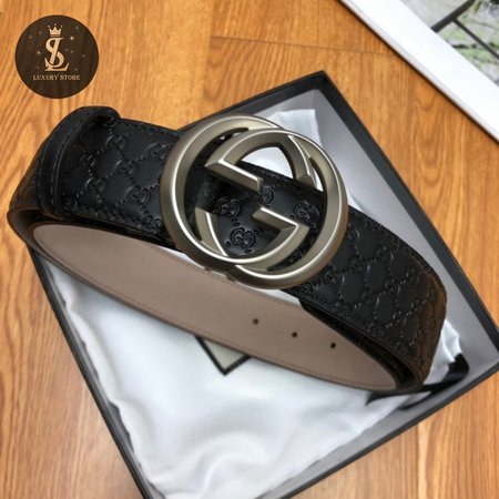 Gucci Interlocking G Belt Signature Guccissima Black