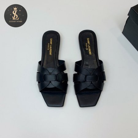 Saint Laurent Tribute Mules In Smooth Leather Sandal