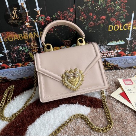 Dolce & Gabbana Small Smooth Calfskin Devotion Bag Pink