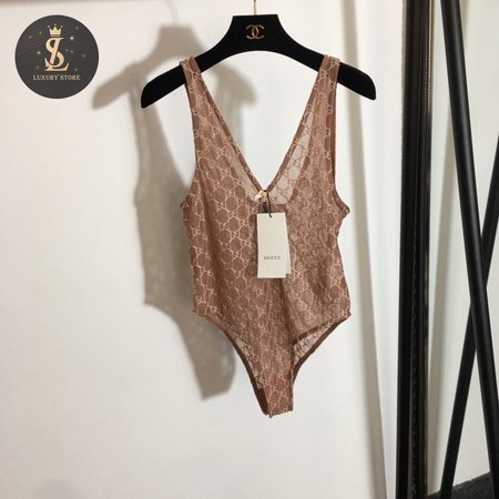 Gucci GG Tulle Jumpsuit Apricot