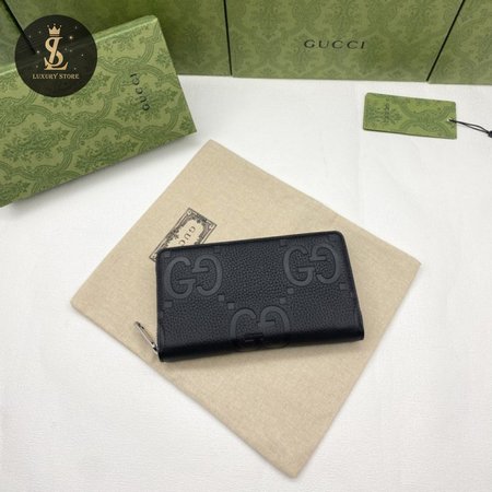 Gucci Black Jumbo GG Continental Wallet