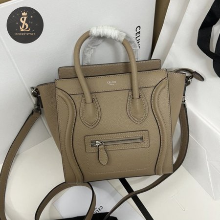 Celine Luggage Micro Drummed Calfskin Dune