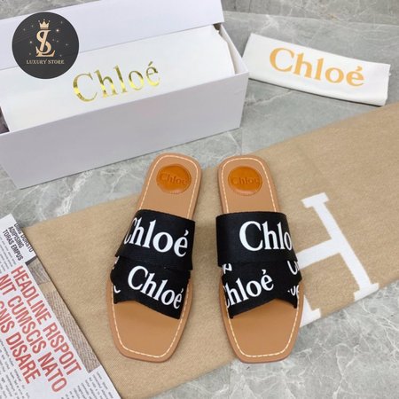 Chloe Woody Black Slide Sandals