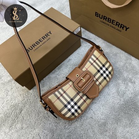 Burberry Women's White Leather-trimmed Checked Coated-canvas Shoulder Bag