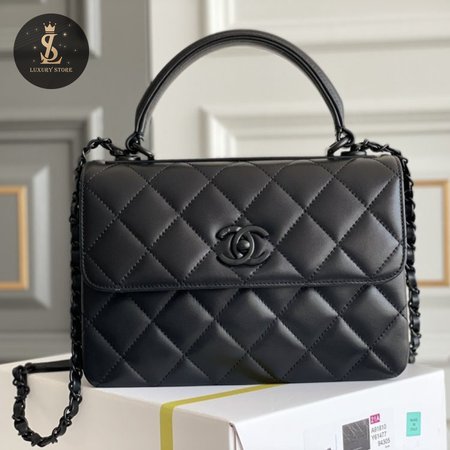 Chanel Flap Bag With Handles Lambskin & Black-Tone Metal