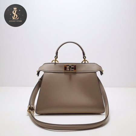 Fendi Peekaboo Iseeu Small Dove Gray Leather Bag