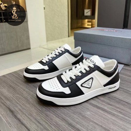 Prada Downtown Low Top Sneakers Leather White Black