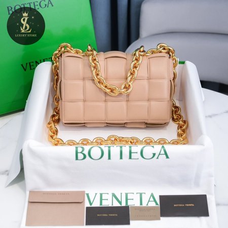 Bottega Veneta Almond Maxi Intrecciato Leather Chain Cassette Bag