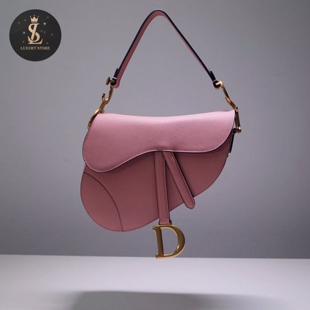 Dior Saddle Bag With Strap Blush Grained Calfskin