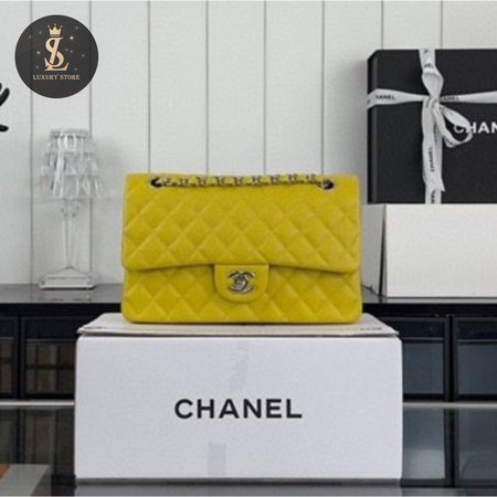 Chanel Yellow Quilted Caviar Leather Maxi Classic Double Flap Bag