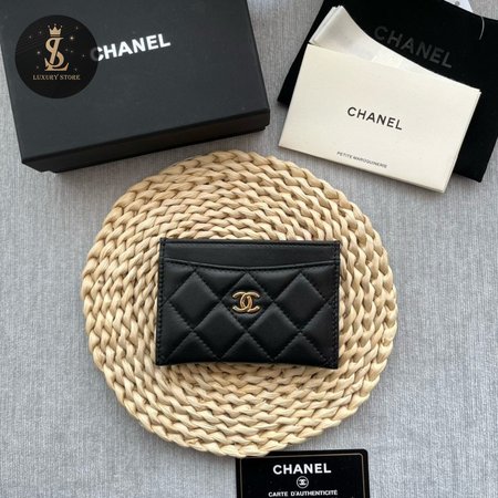 Chanel Black Quilted Lambskin Leather Classic Card Holder