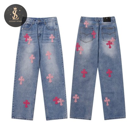 Chrome Hearts Levi's Pink Cross Patch Jeans