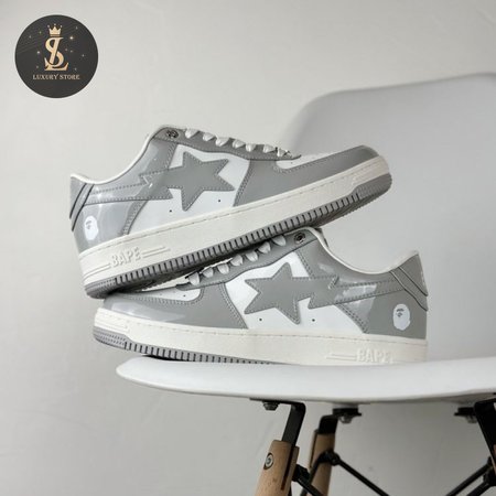 A Bathing Ape Bape Sta Patent Leather White Grey (2023)