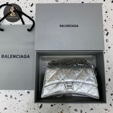 Balenciaga Crush Quilted Metallic Chain Shoulder Bag