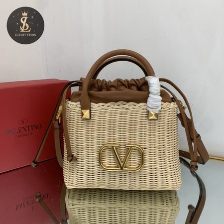 Valentino Garavani VLogo Signature Wicker Tote Bag