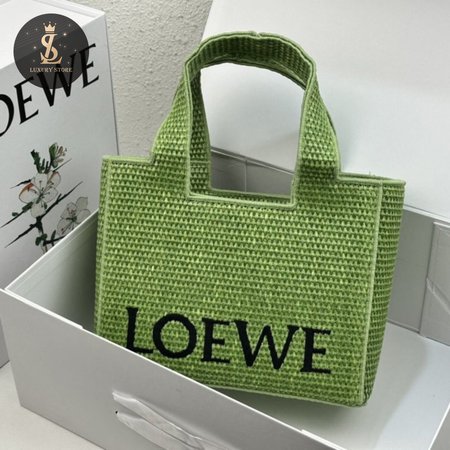 Small LOEWE Font Tote in Raffia