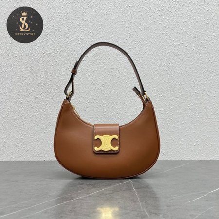 Celine Ava Triomphe Soft Bag In Smooth Calfskin Tan