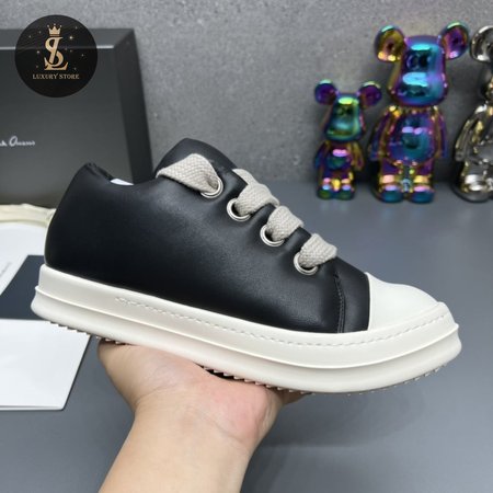 Rick Owens Jumbo Lace Padded Sneaks Low Black Milk