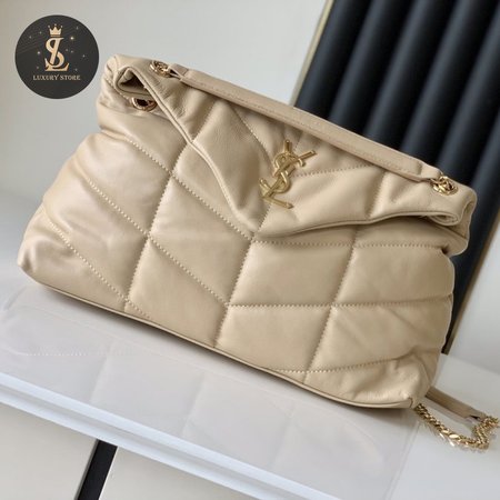 Saint Laurent Beige Loulou Puffer Shoulder Bag