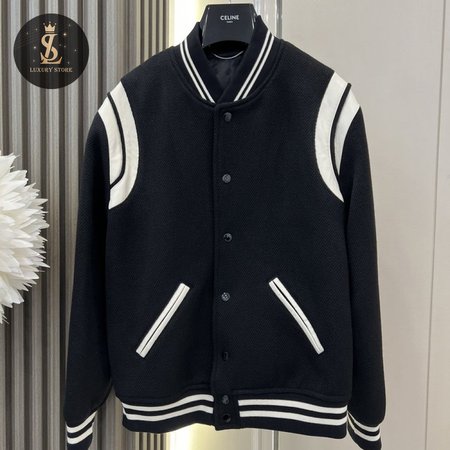 Saint Laurent Teddy Wool-Blend Bomber Jacket