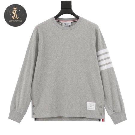 Thom Browne L/S Rugby Tee - Light Grey