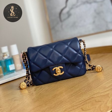 Chanel 22A Mini Flap Bag Navy Blue