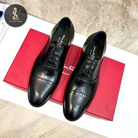 Salvatore Ferragamo Boston Black Cap Toe Loafers