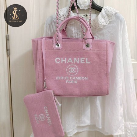 Chanel Deauville Shopping Bag Pink