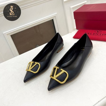 Valentino VLogo Leather Ballerina Shoes