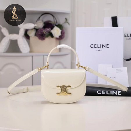 Celine Mini Besace Triomphe In Shiny Calfskin