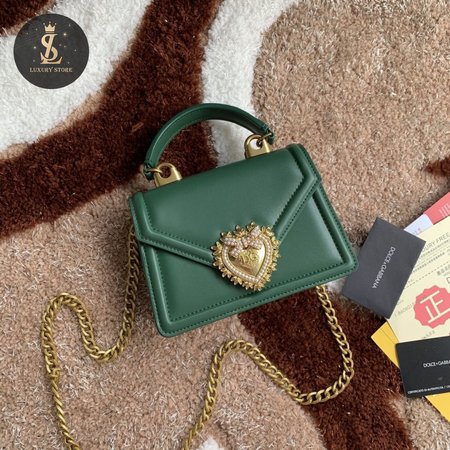 Dolce & Gabbana Small Smooth Calfskin Devotion Bag Green