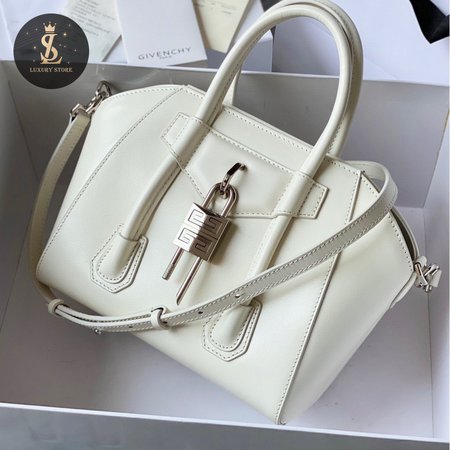 Givenchy Mini Antigona Lock Bag In Box Leather Ivory