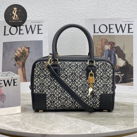 Loewe Amazona 23 In Anagram Jacquard And Calfskin Navy/Black