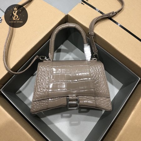 Balenciaga Hourglass Small Handbag Crocodile Embossed