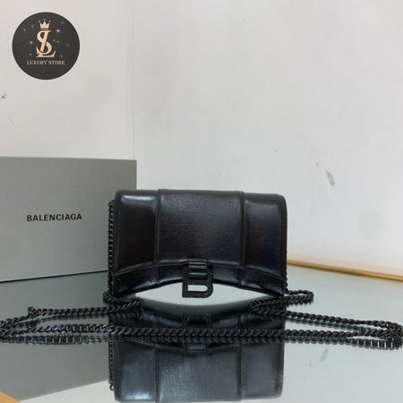 Balenciaga Hourglass Wallet On Chain Box In Black 656050